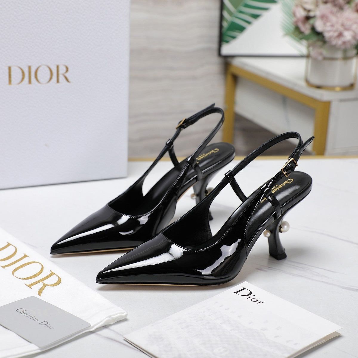 CD Tribales Slingback Pump Glossy Black Cowhide