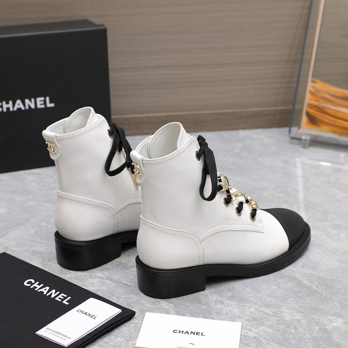 CC Ankle Boots 30mm White Plain Cowhide