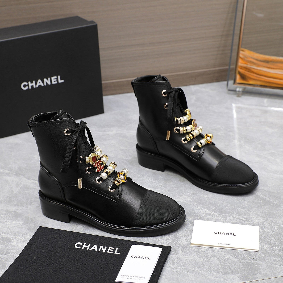 CC Ankle Boots 30mm Black Plain Cowhide