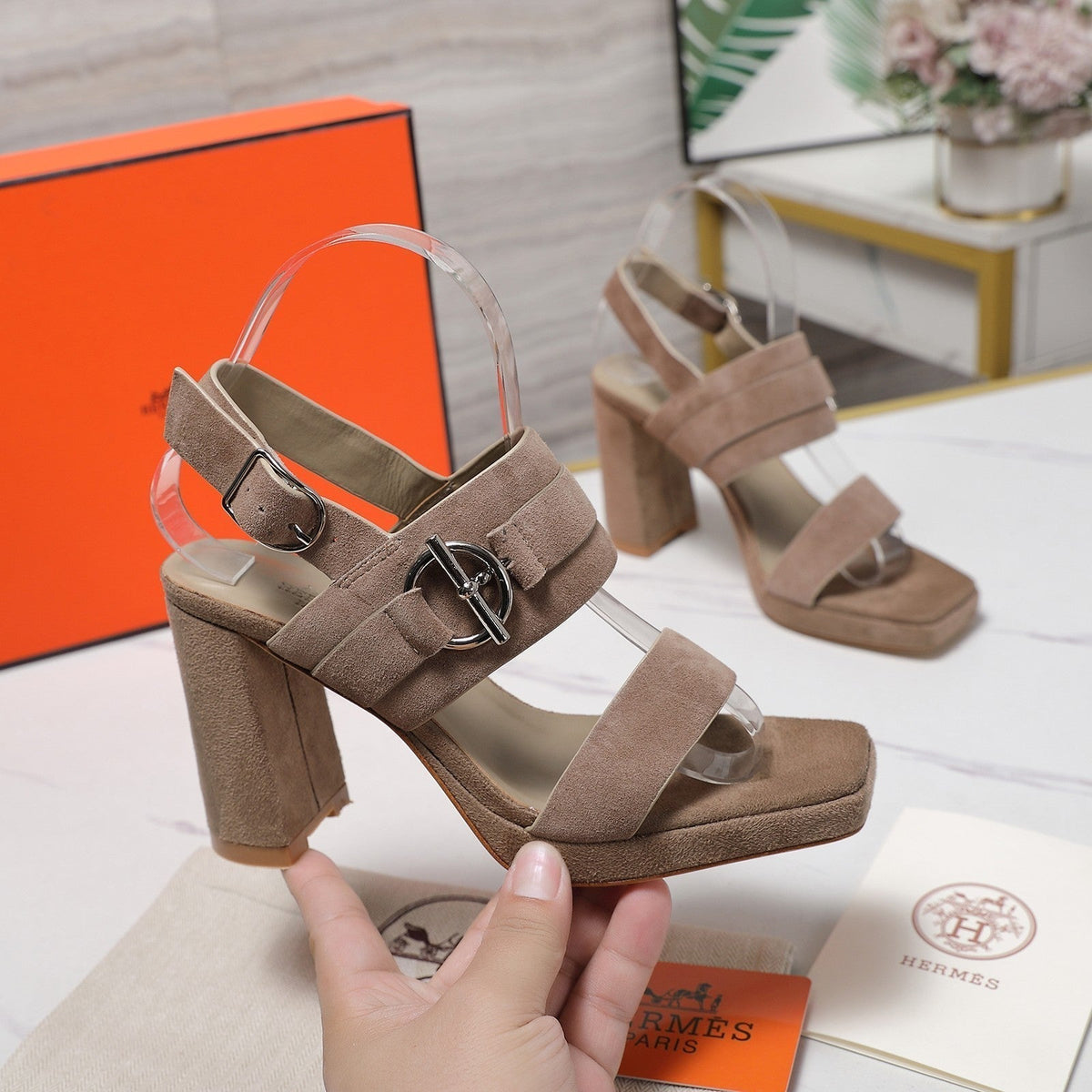 HM 25 Slingback Keen 90 Grey Suede