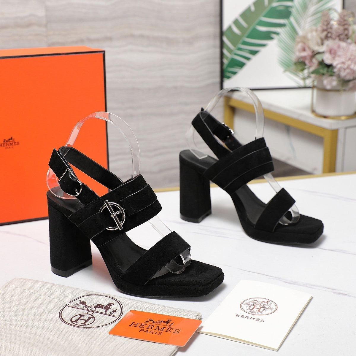 HM 25 Slingback Keen 90 Black Suede