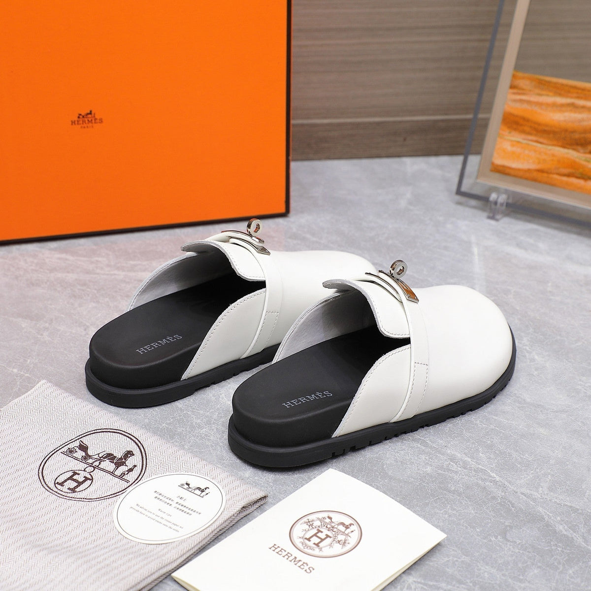 HM 25 Carlotta Mule White Calfskin