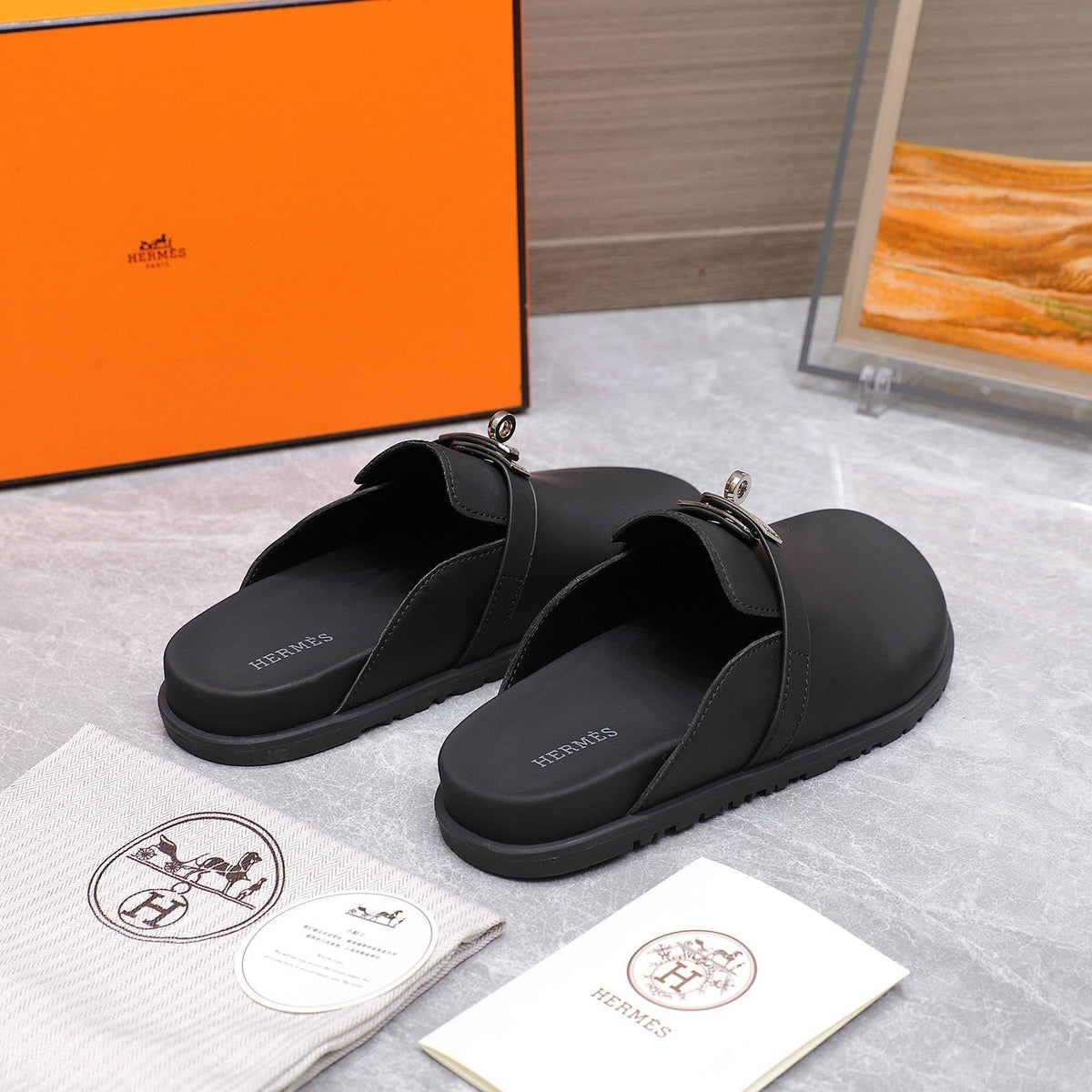 HM 25 Carlotta Mule Black Calfskin