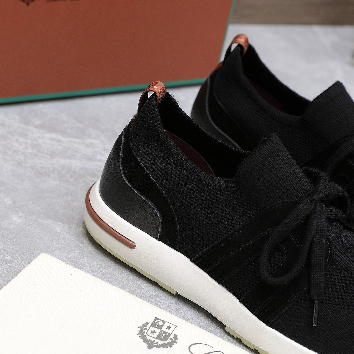 LP lady Flexy Walk Sneaker Black Wool And Calfskin 310456