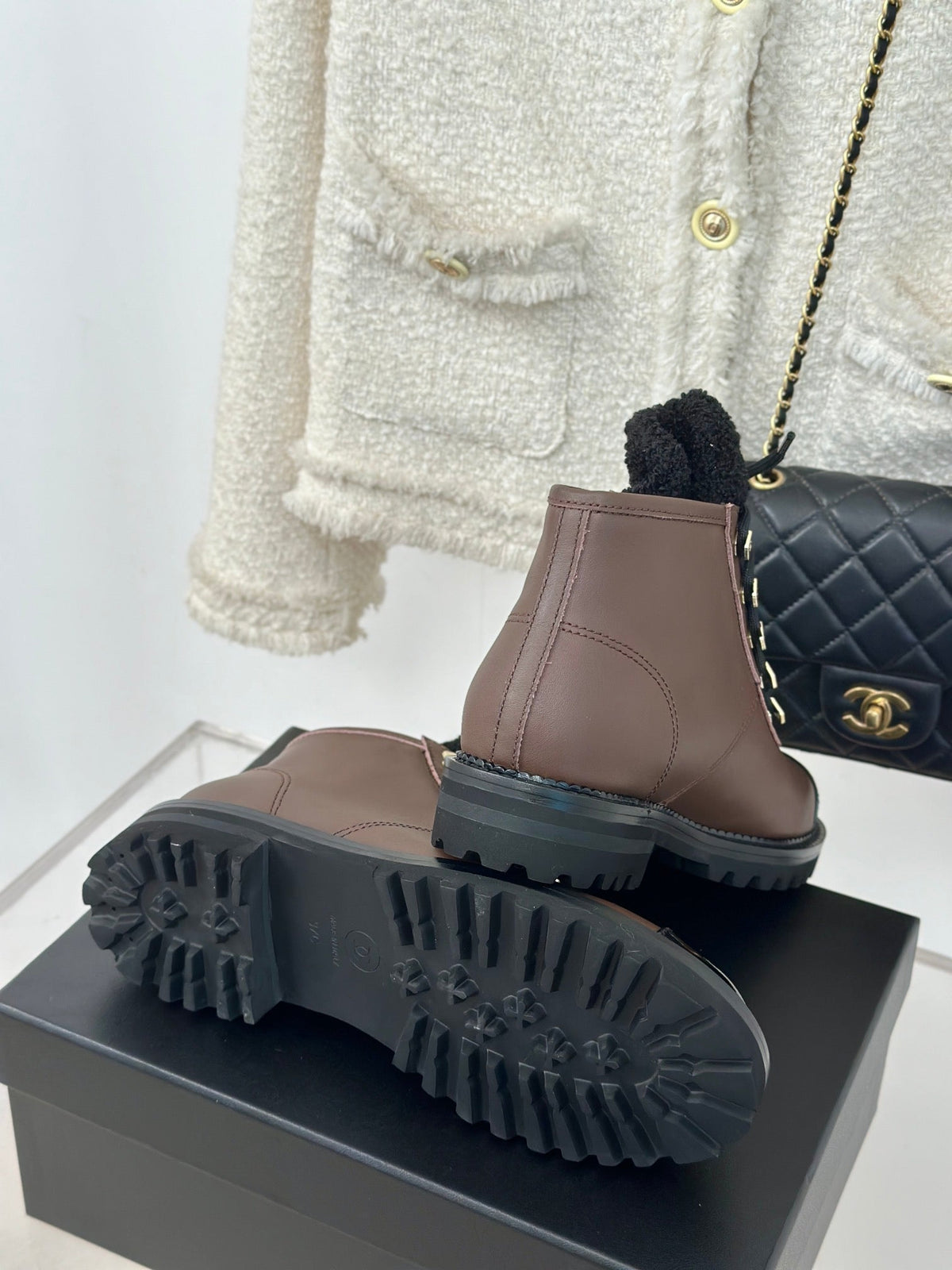 Chanel 2026 Lace-Up Combat Boots Leather Wool 188626