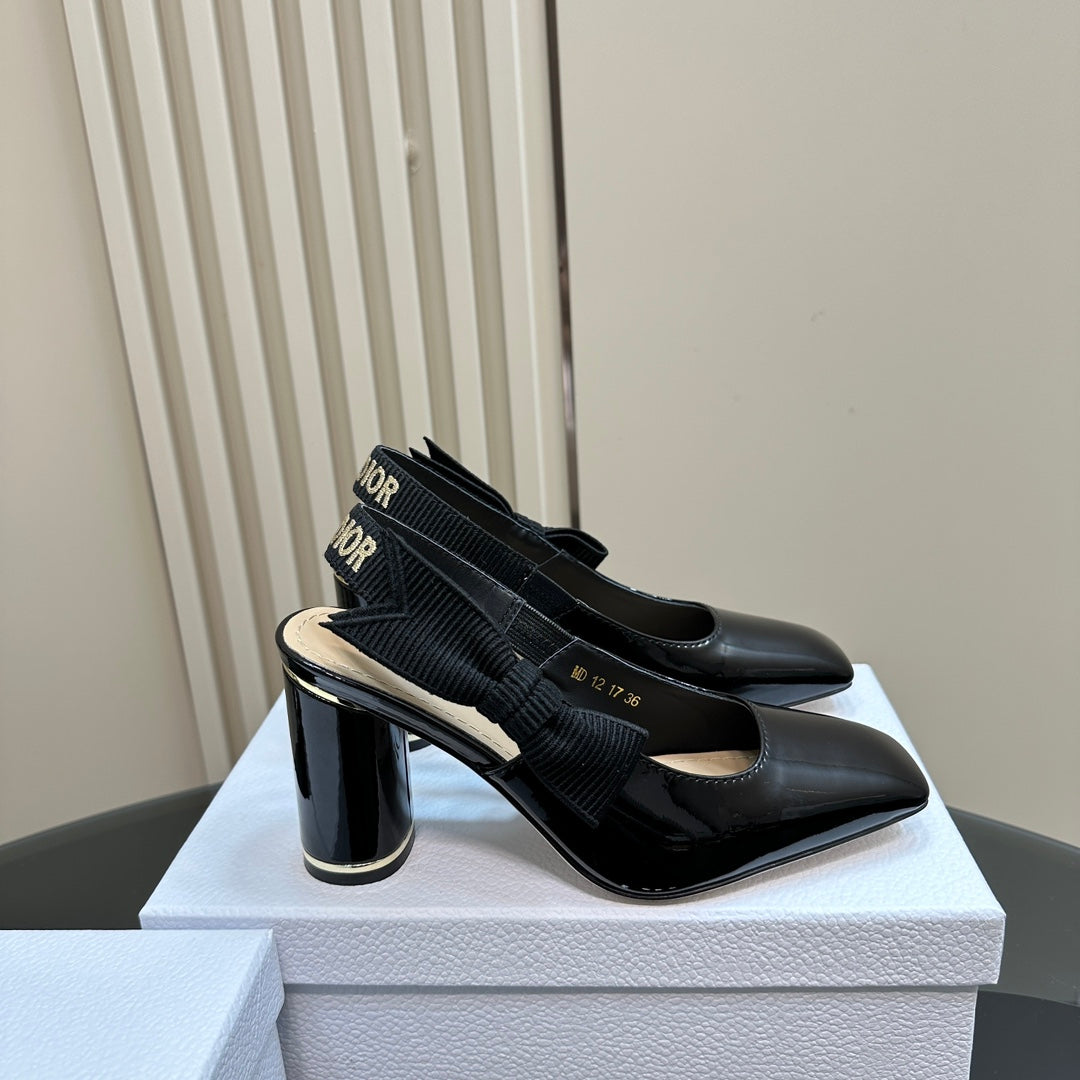Miss Dior Paris Slingback Pump In Black Glossy Cowhide 998870