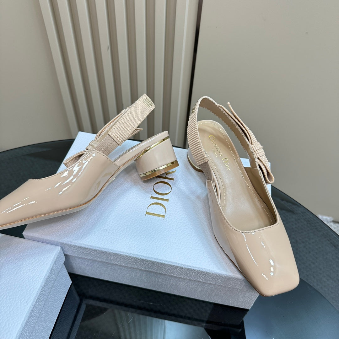 Miss Dior Paris Slingback Pump In Beige Glossy Cowhide 998861
