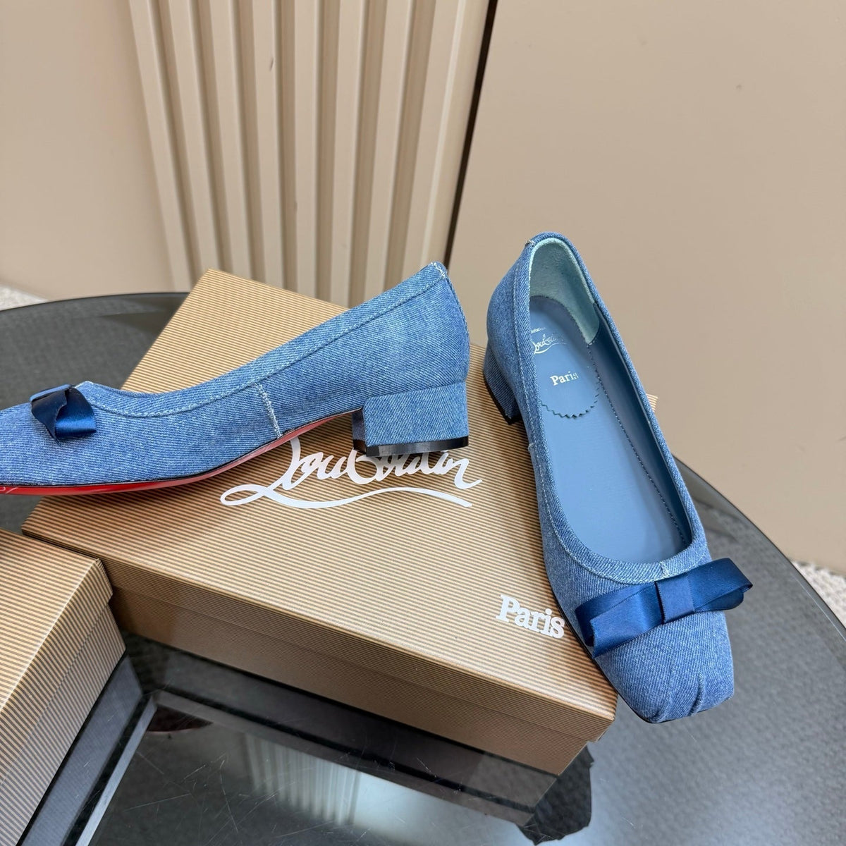 CL Denium Ballet Shoes Blue Nappa Lambskin 299718