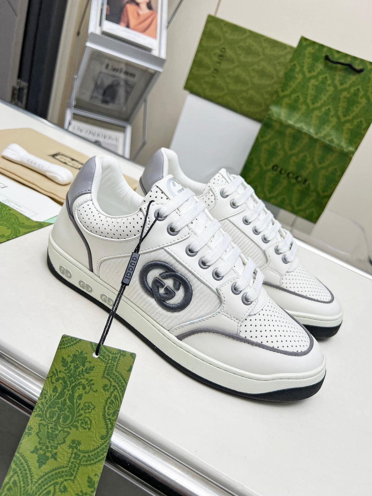 GG Men's MAC80 Sneaker White Grey Cowhide 539527