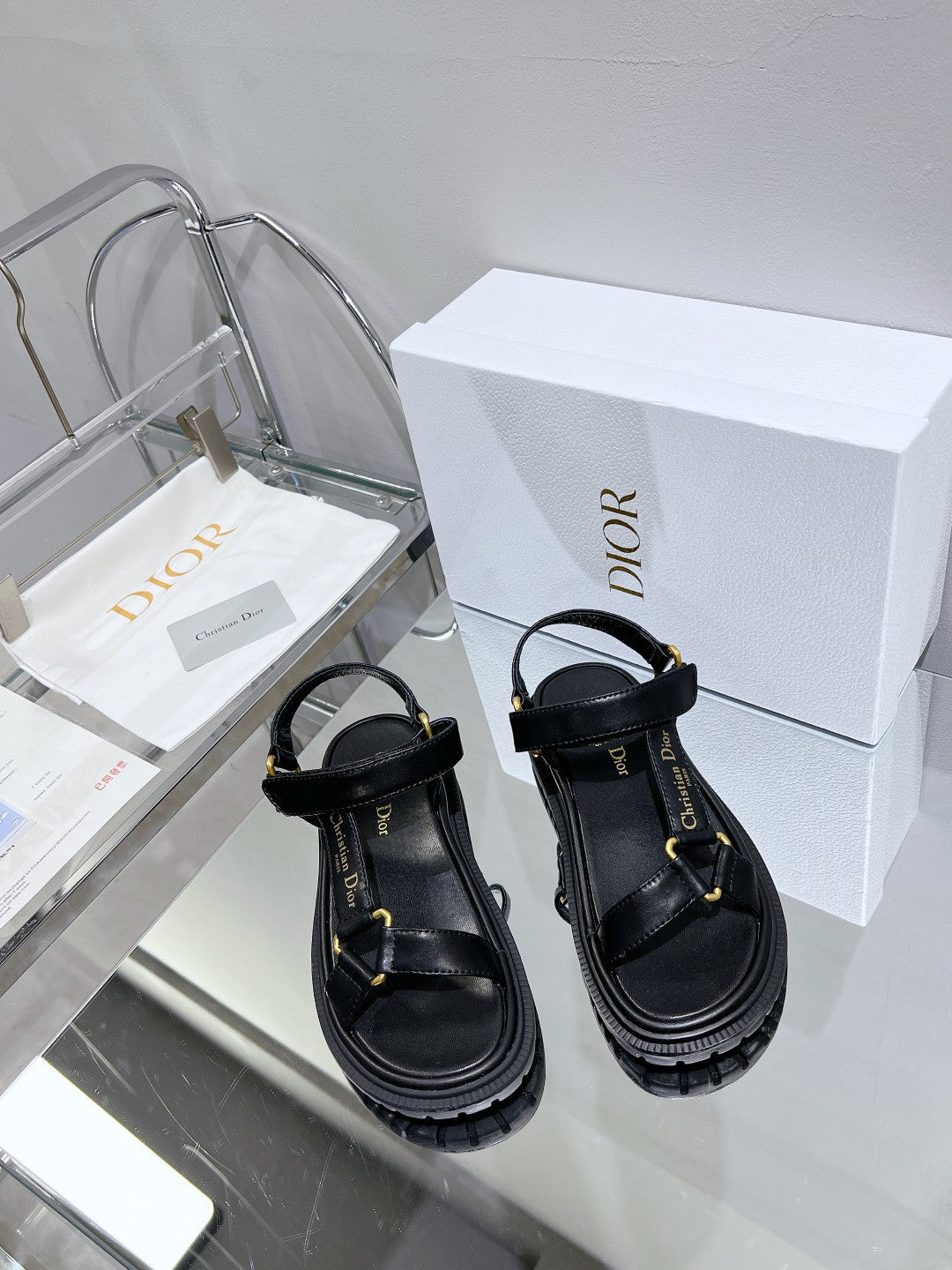CD D-Wave Sandal In Black Cowhide 100755