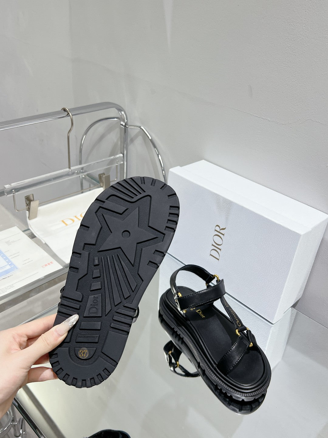 CD D-Wave Sandal In Black Cowhide 100755