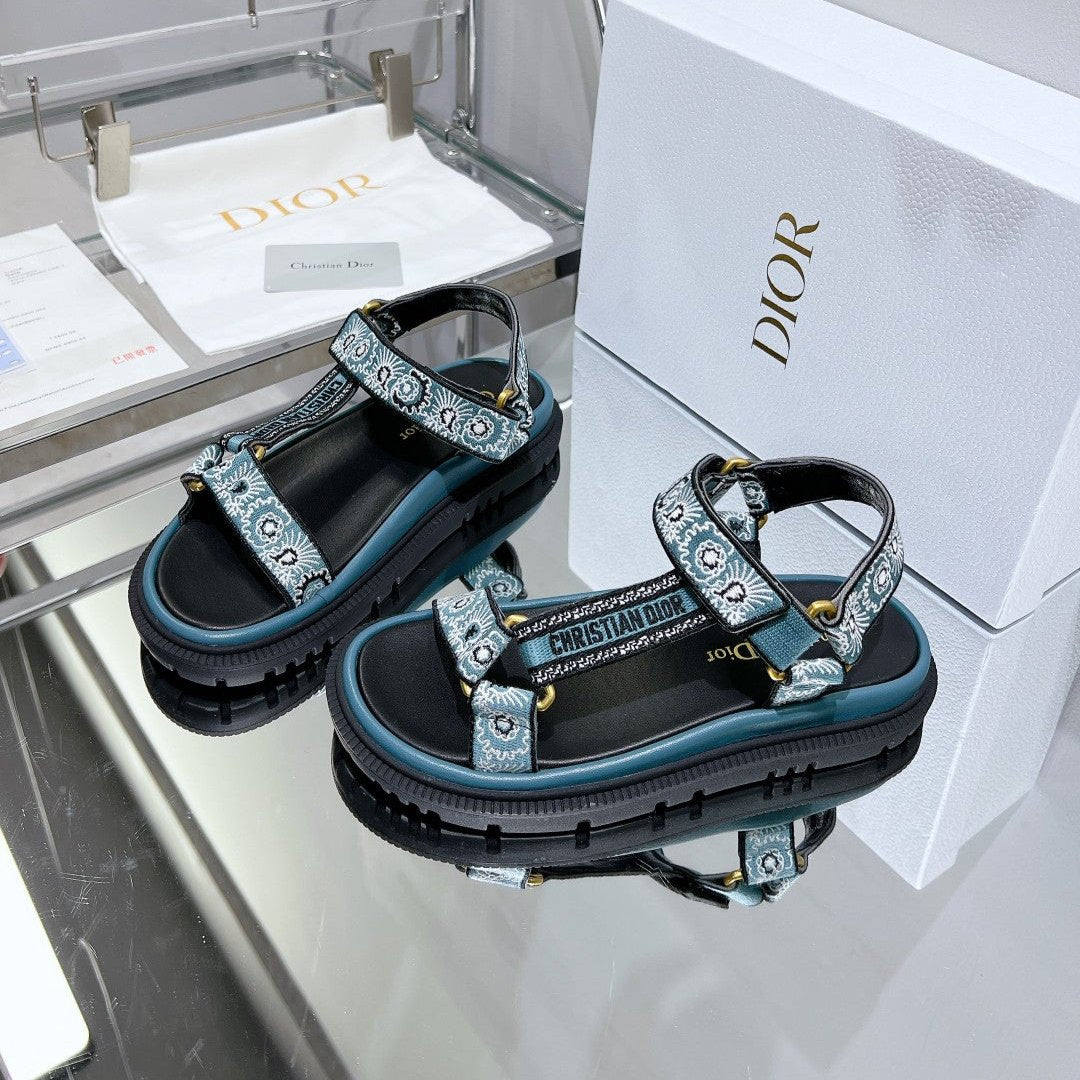 CD D-Wave Sandal In Blue Black Cowhide 100763