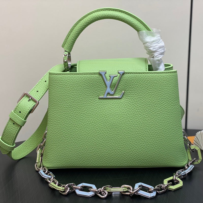 CAPUCINES BB 27 GREEN TAURILLON TURQUOISE SILVER HARDWARE