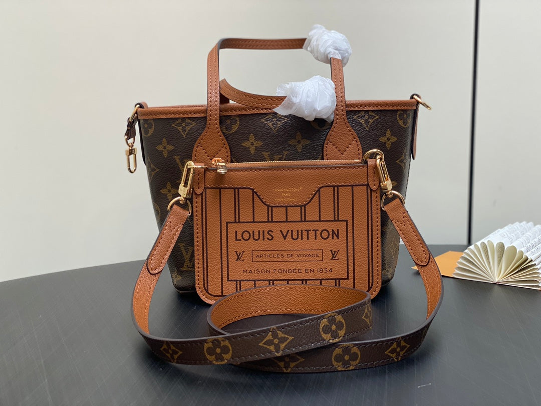 Neverfull 24 Bandoulière Inside Out BB Brown Calfskin