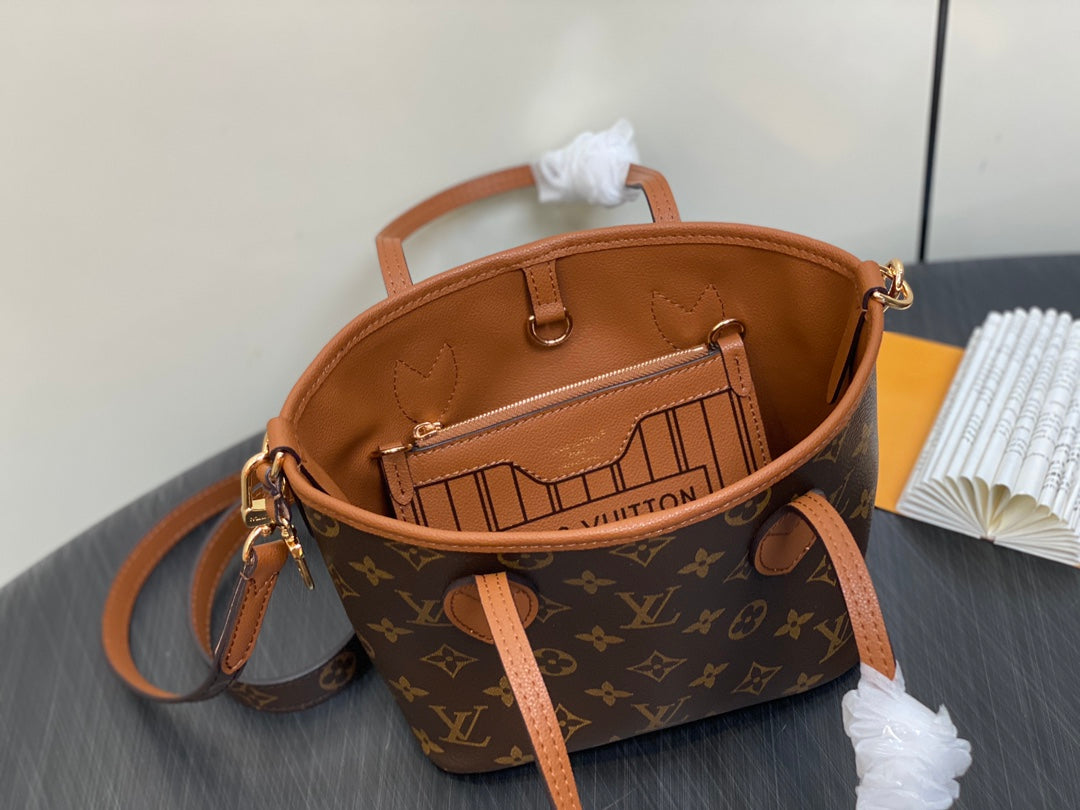 Neverfull 24 Bandoulière Inside Out BB Brown Calfskin