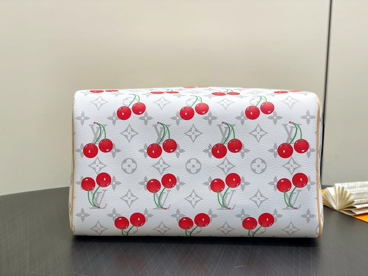LV x TM Speedy Soft Bandoulière 30 Grey Monogram Cherry Canvas