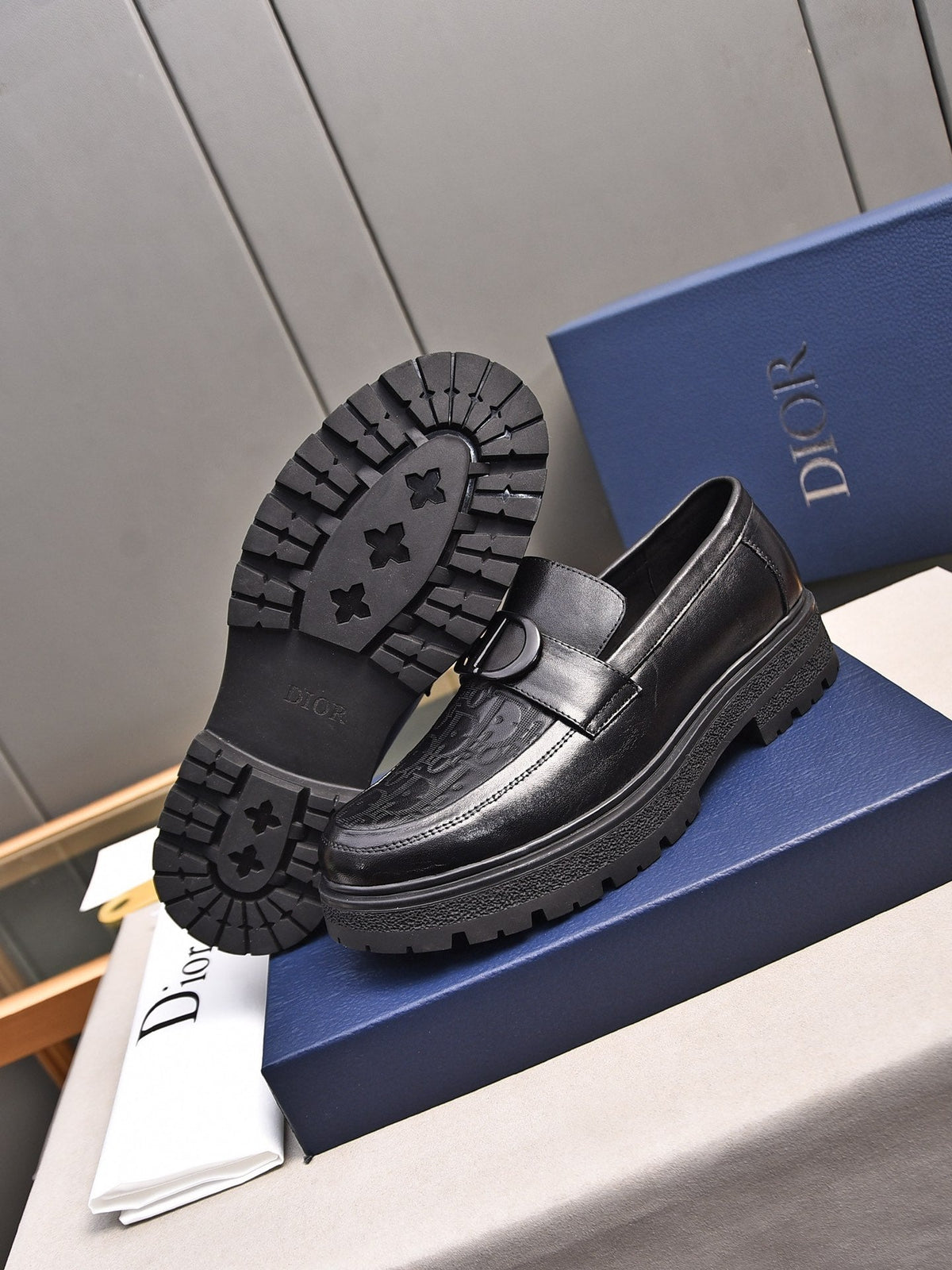 CD SYMBOL EXPLORER LOAFER BLACK MONOGRAM CALFSKIN