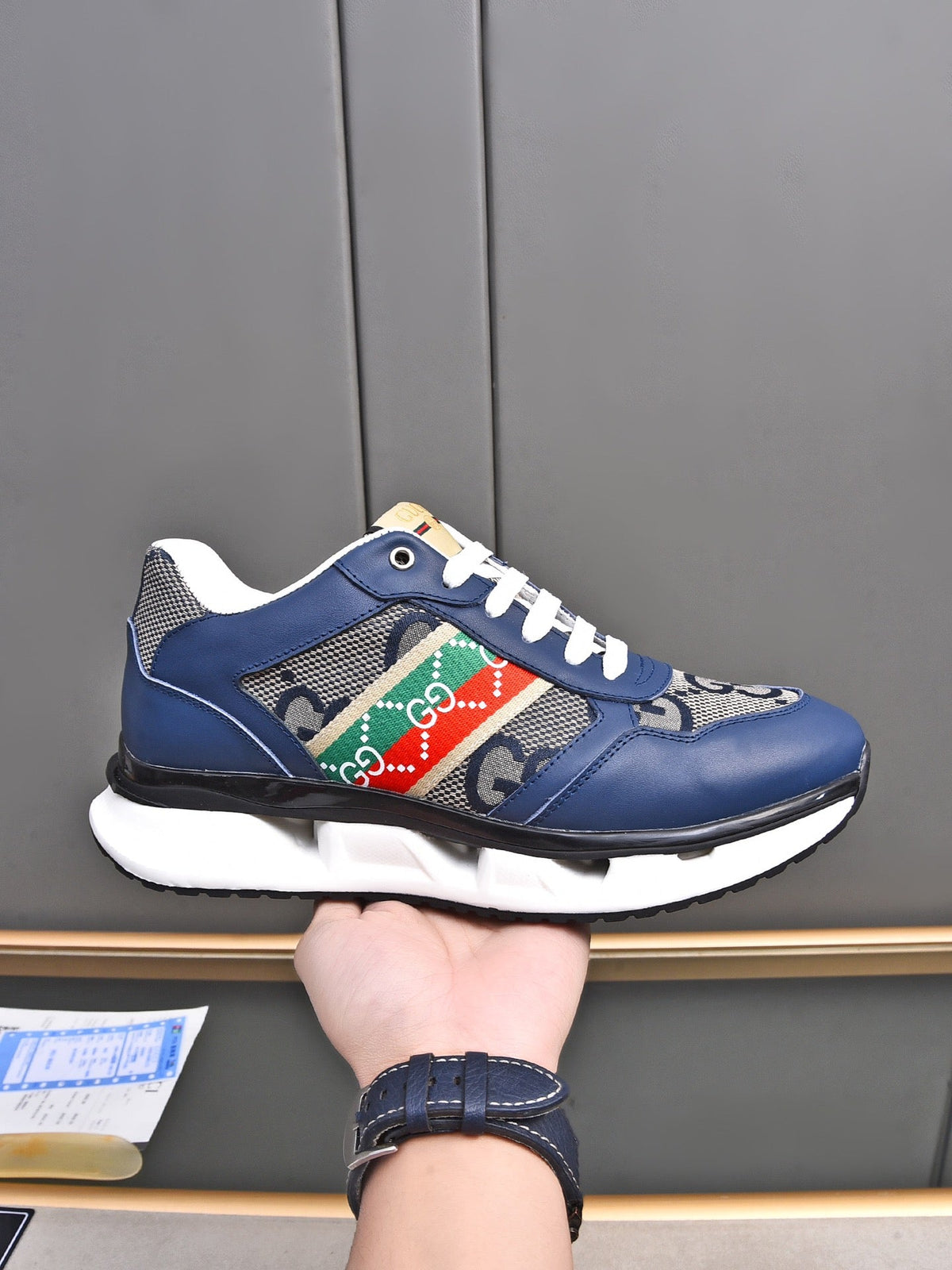 GG Men's Sneaker Blue Calfskin 522006