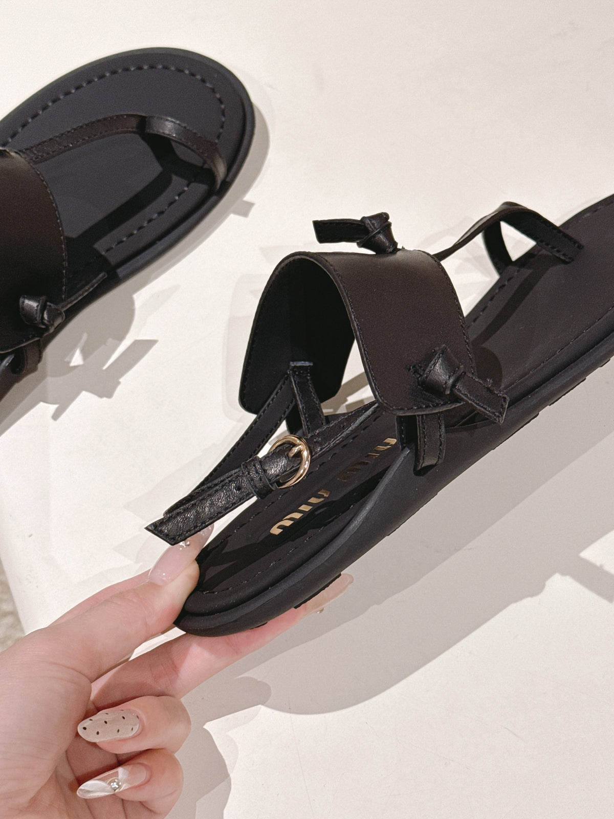 Miu Miu 2026 Sandal with Strap Black Leather 620681