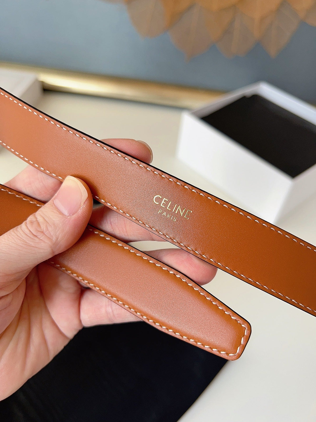 CL Gold 25mm Triomphe Camel Brown Cowhide 616408