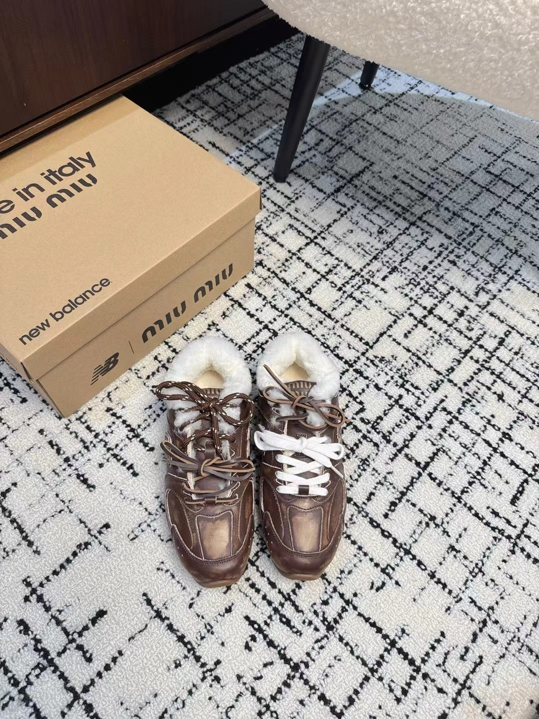 Miu Balance 530 SL Sneakers fleece lining Wood Brown Suede