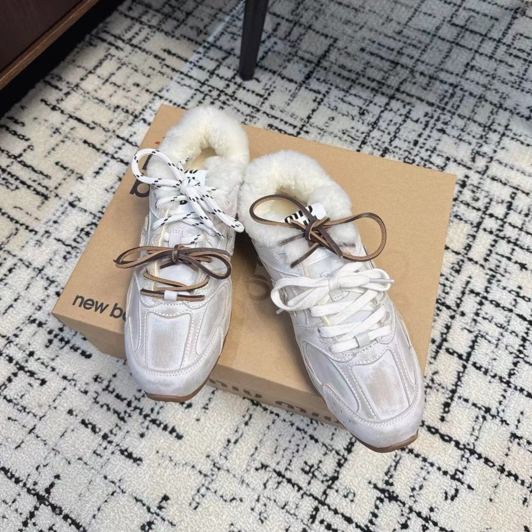 Miu Balance 530 SL Sneakers Fleece Lining White Retro Suede