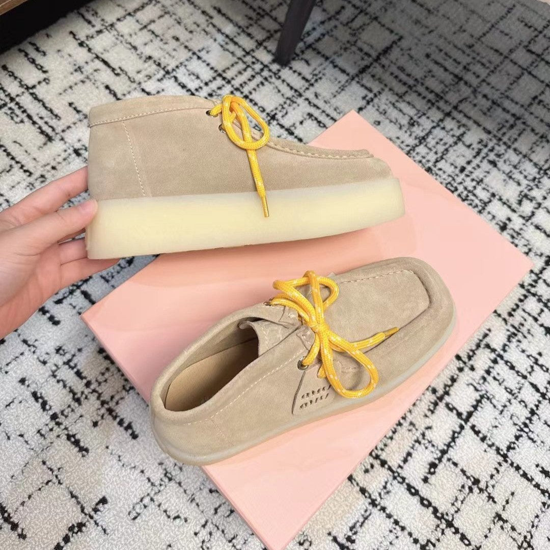 Miu Ankle Boots Beige Cow Suede