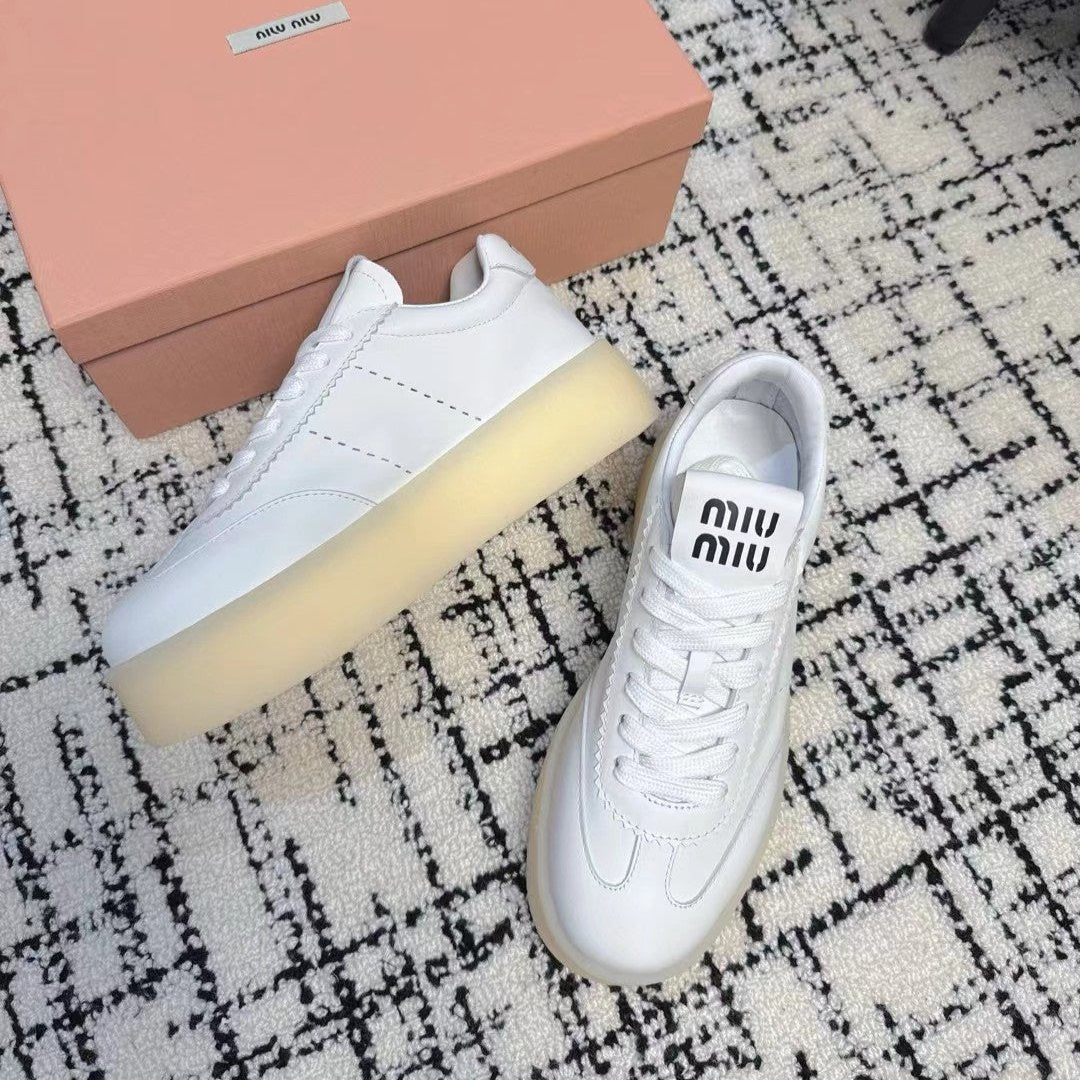 Miu Balance Sneakers White Calfskin