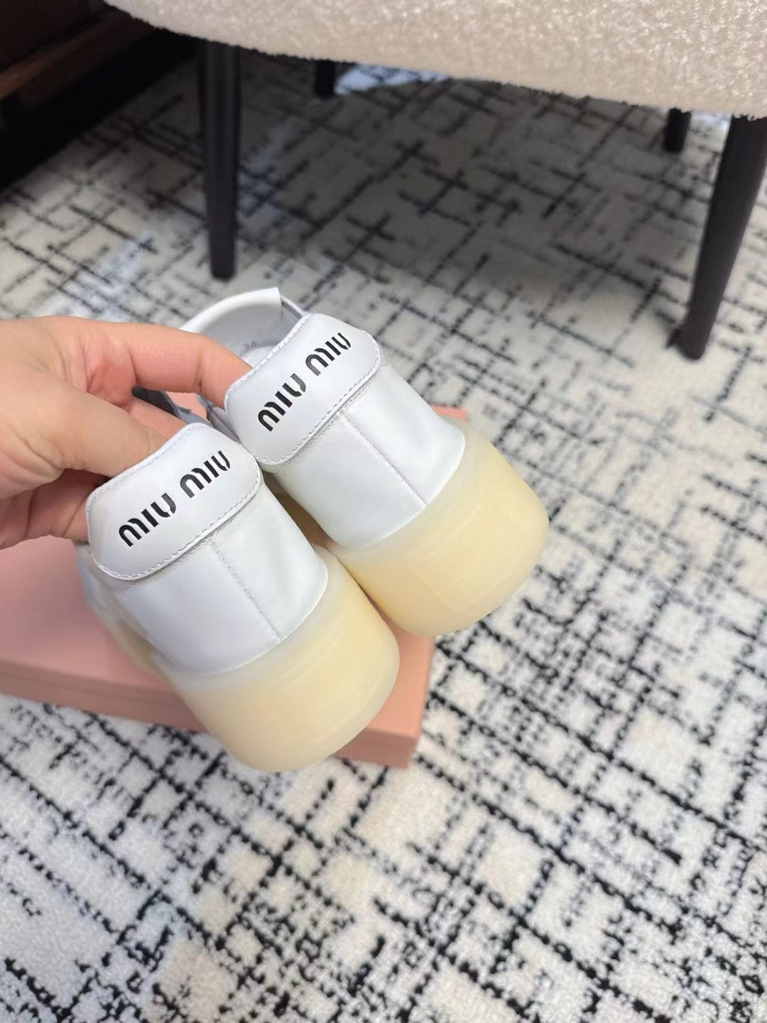 Miu Balance Sneakers White Calfskin
