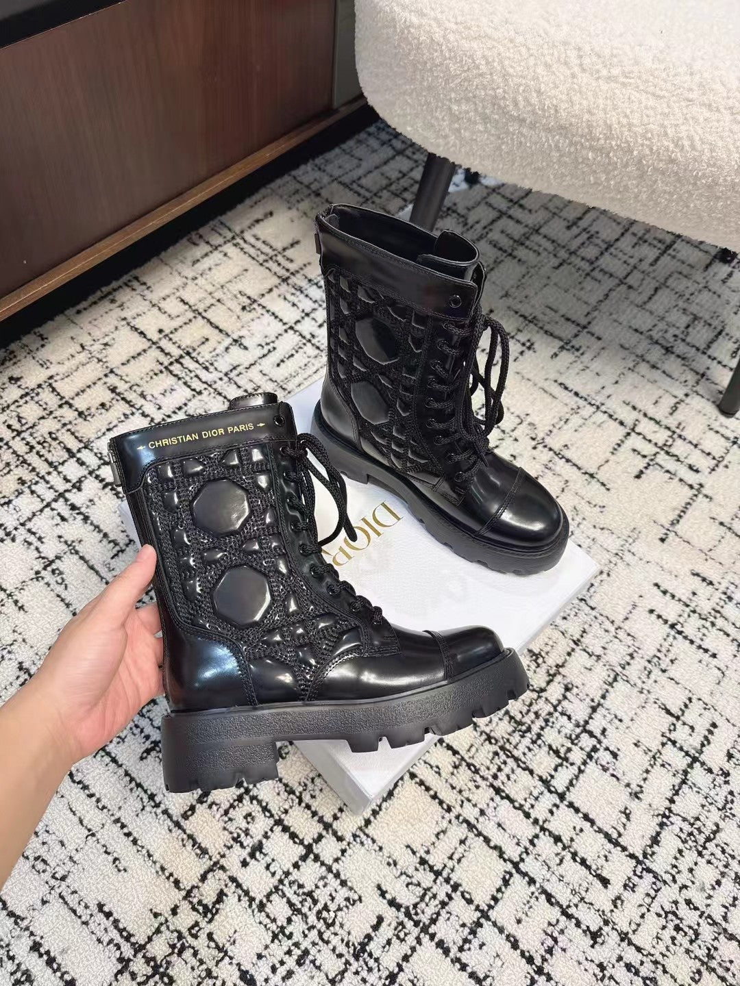 CD D-Unit Ankle Boot Glossy Black Calfskin