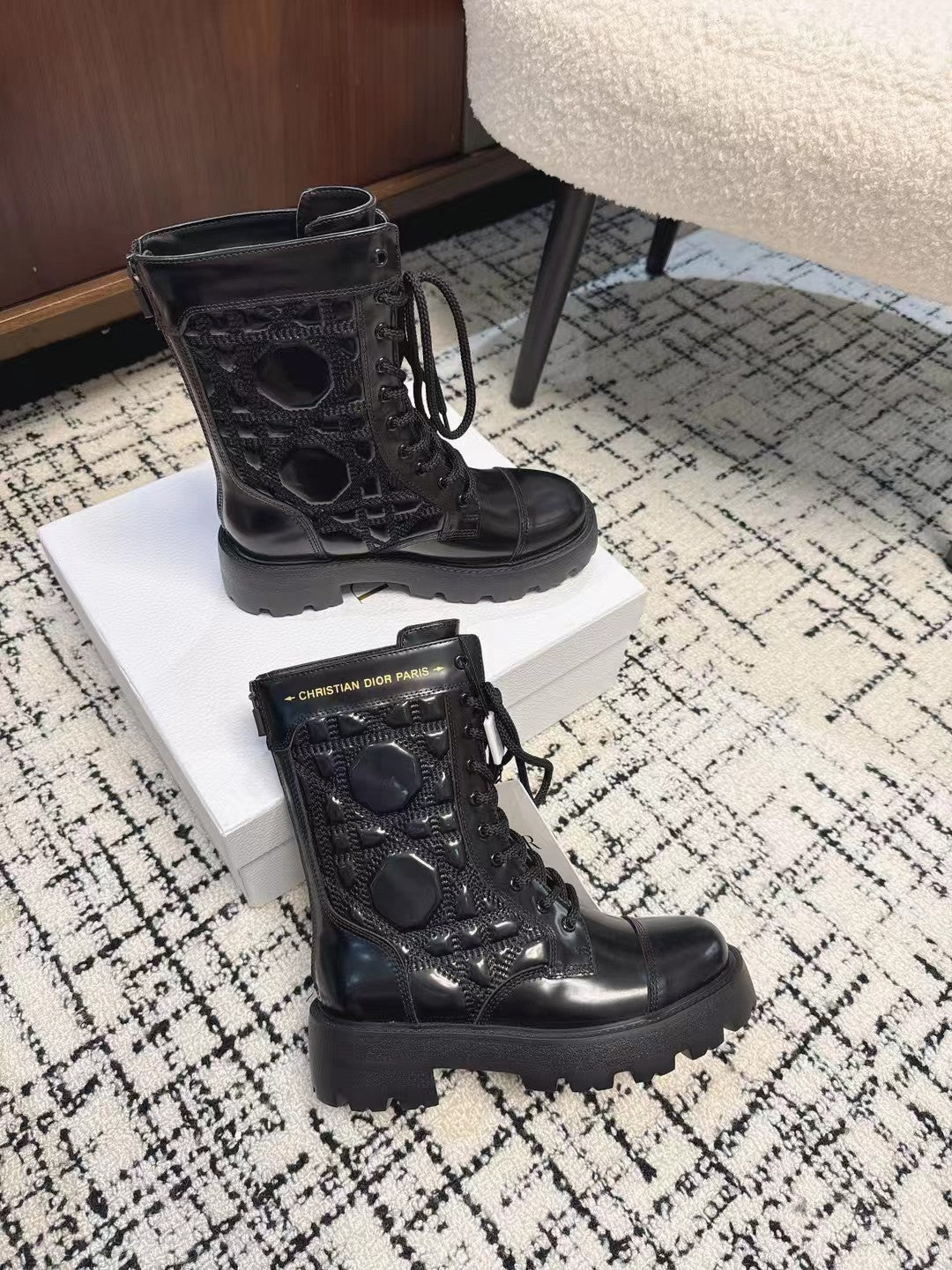 CD D-Unit Ankle Boot Glossy Black Calfskin