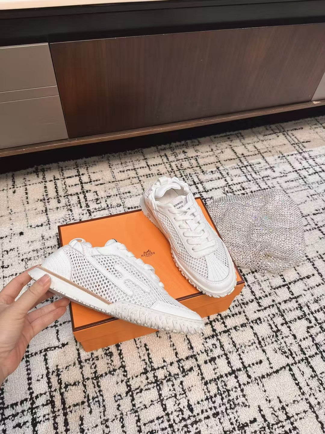 HM 25 Jet Sneaker White Mesh Cowhide 318023
