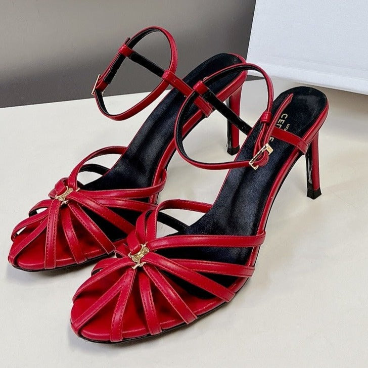 RIOMPHE SANDAL IN LAMBSKIN CHERRY RED