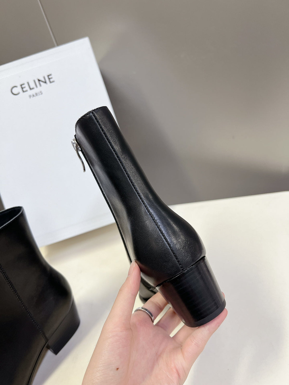 CELINE 25 Cowboy Boots Black Calfskin 434419