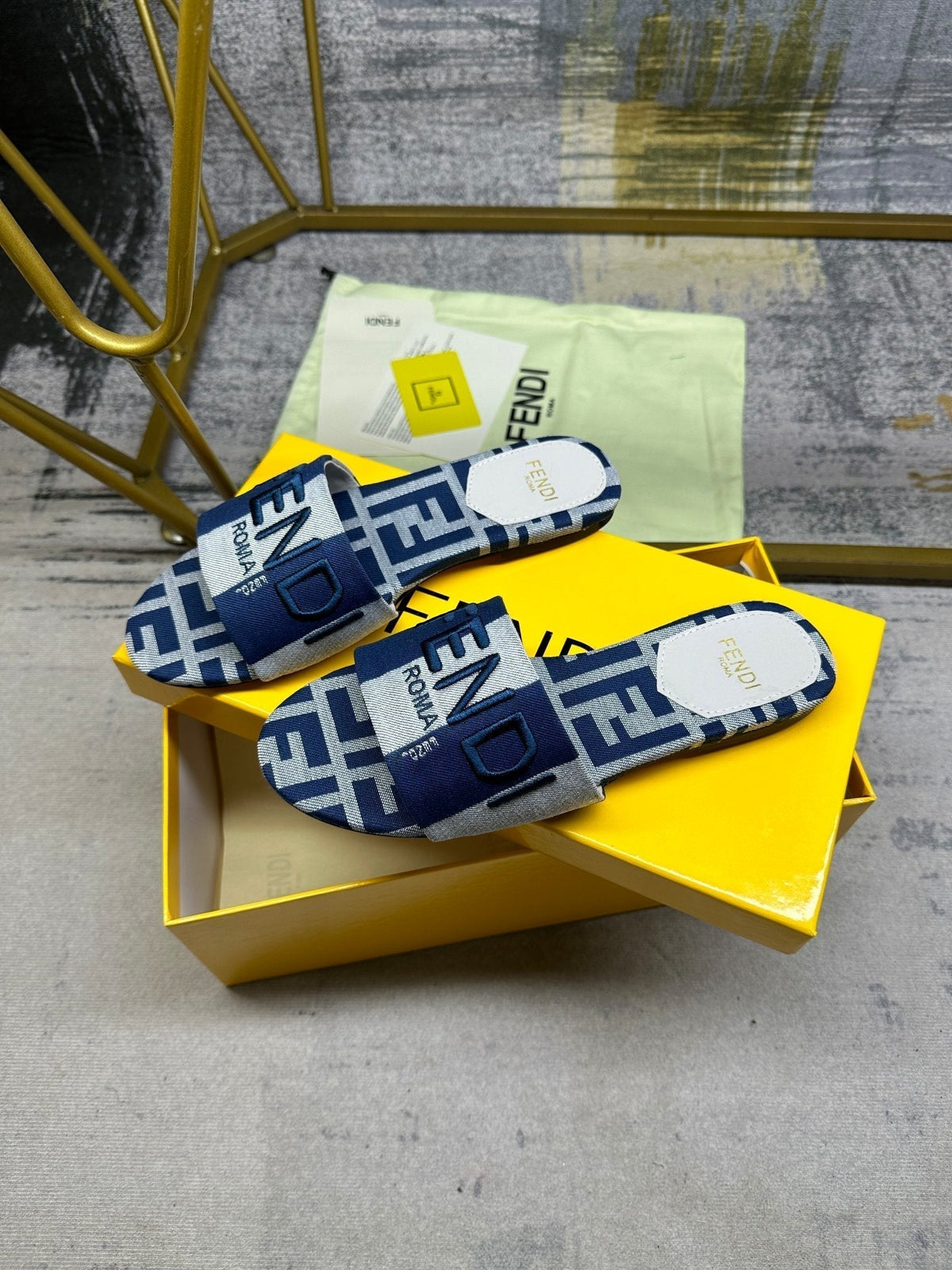 FF 5 Dark Blue Grey Canvas Slide