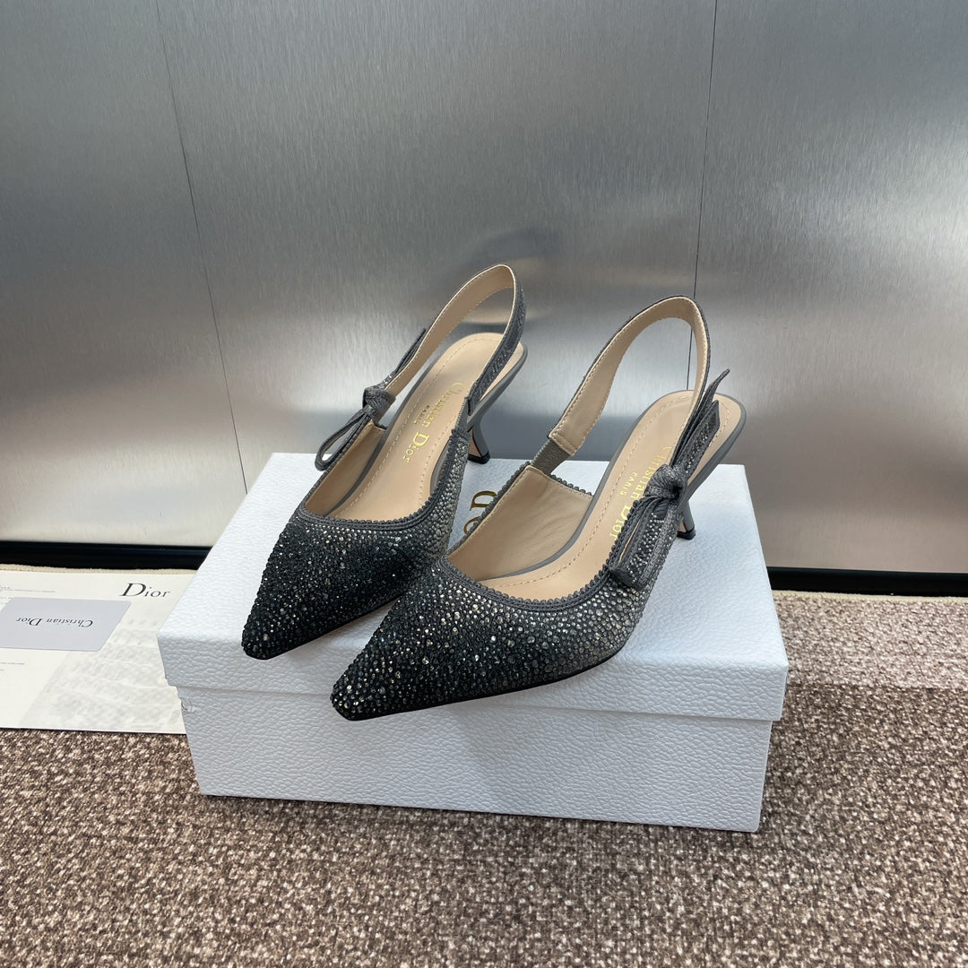 cd slingback pump 65 opaque black calfskin resin pearl