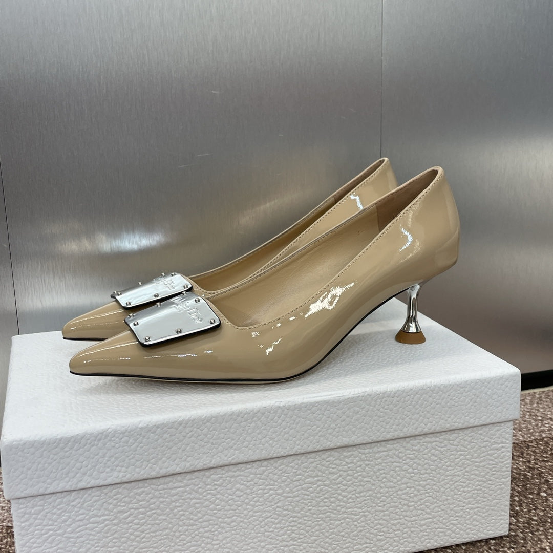 CD Pumps 65mm Glossy Beige Cowhide