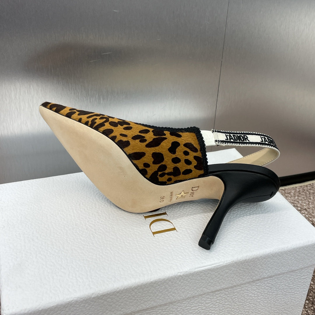 CD J'Adior Slingback Pump 95mm Leopard Print Yellow Black Nubuck Leather