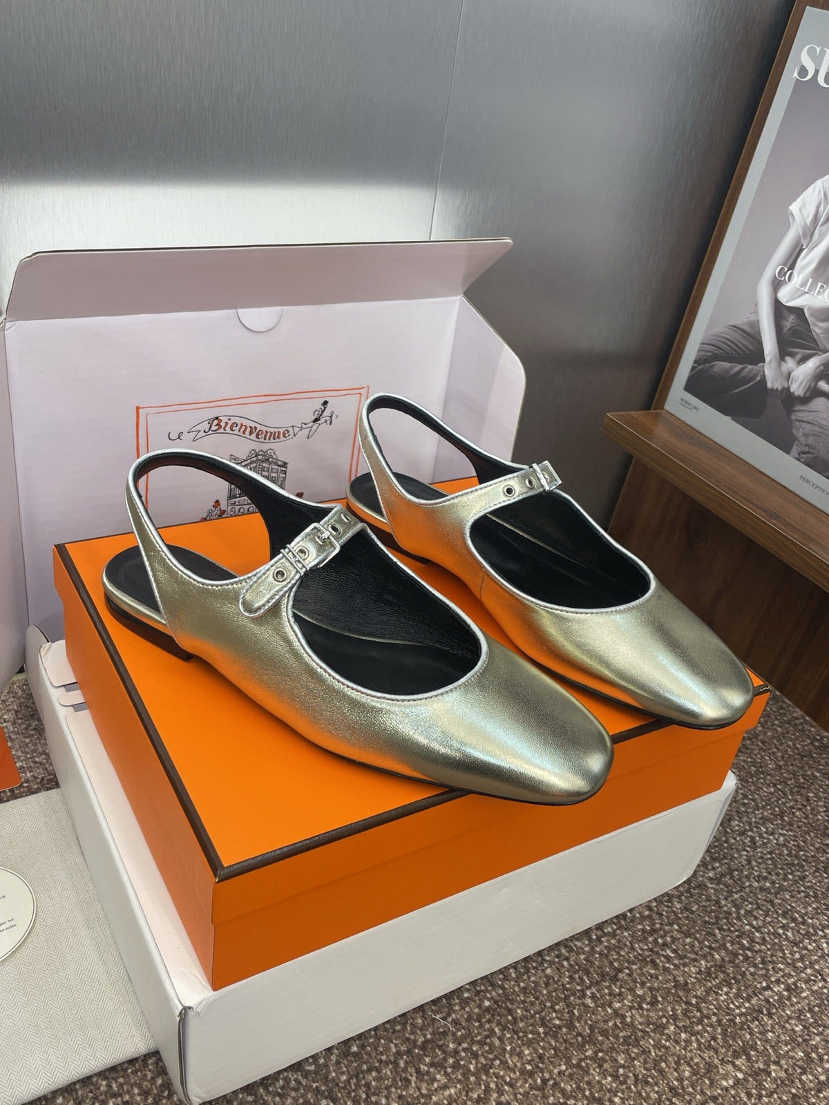HM 25 Kleo Slingback Gold Calfskin 372948