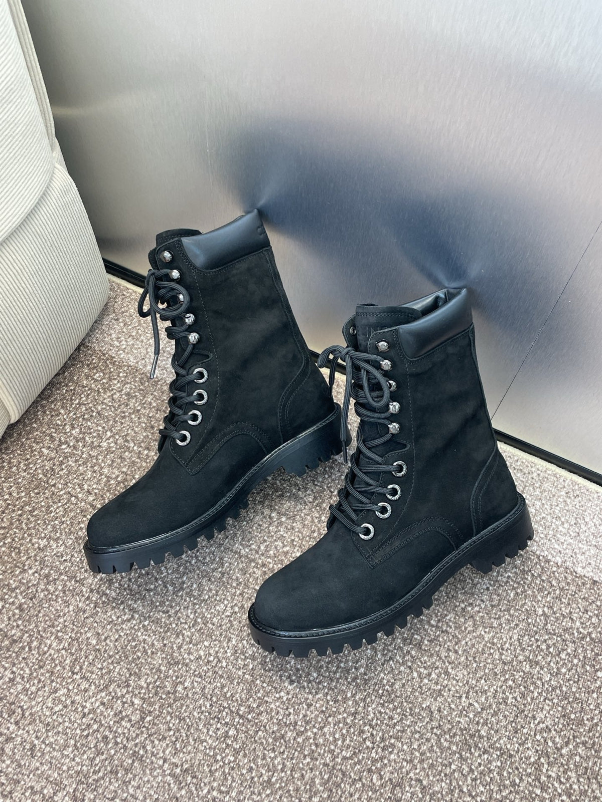 CELINE Ankle Boots Black Suede 433389