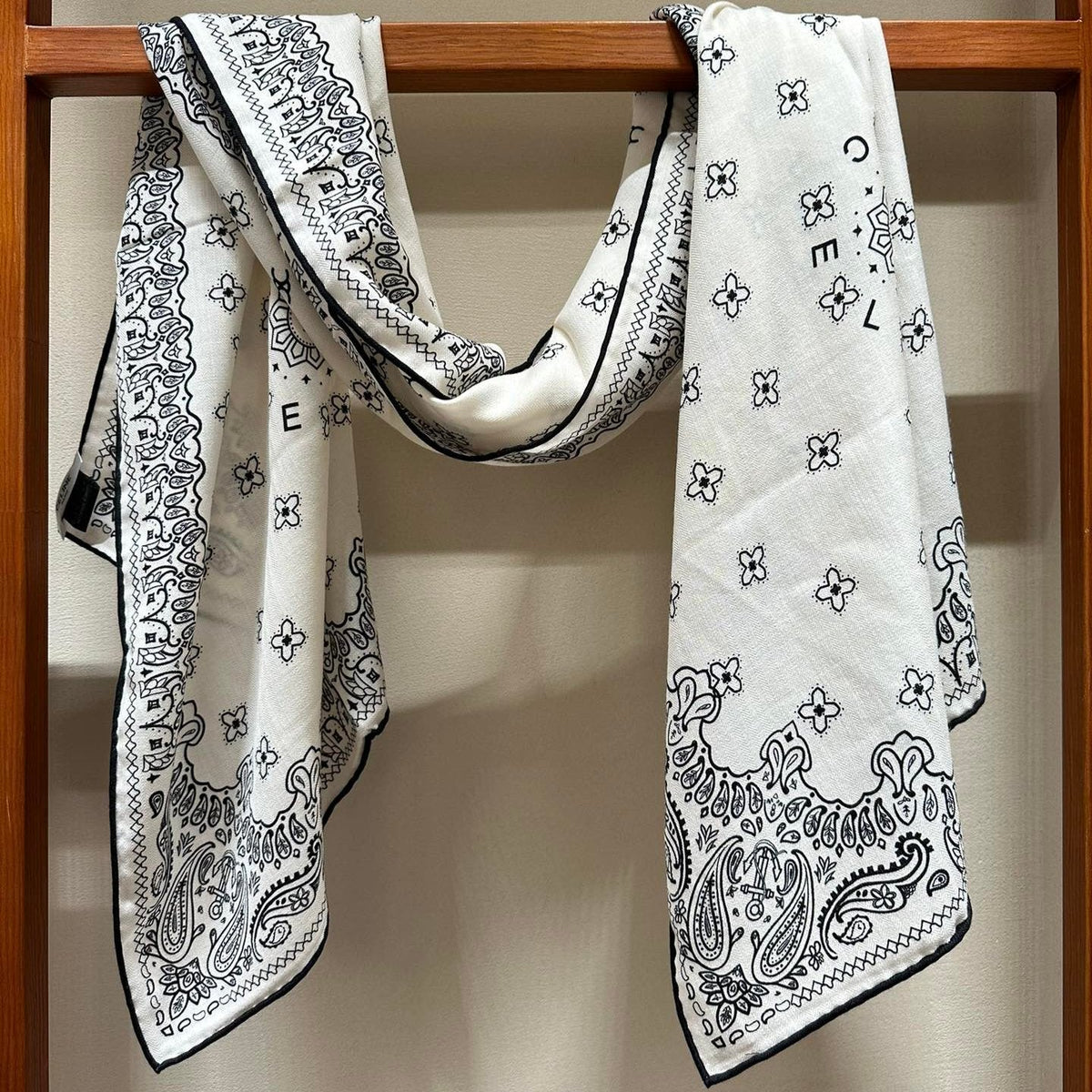 CC Scarf 185 CM In White Black Cashmere Silk 371904