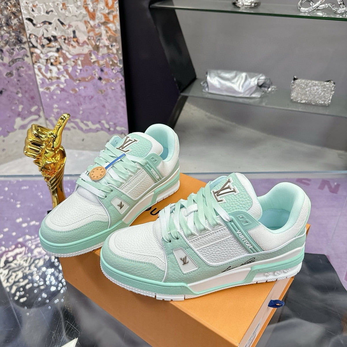 LV Trainer Sneaker Emerald Green White Cowhide