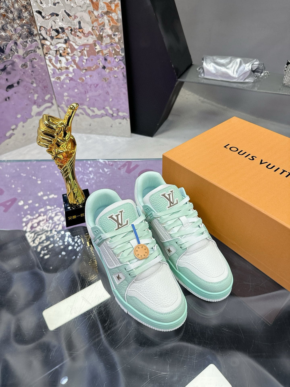 LV Trainer Sneaker Emerald Green White Cowhide