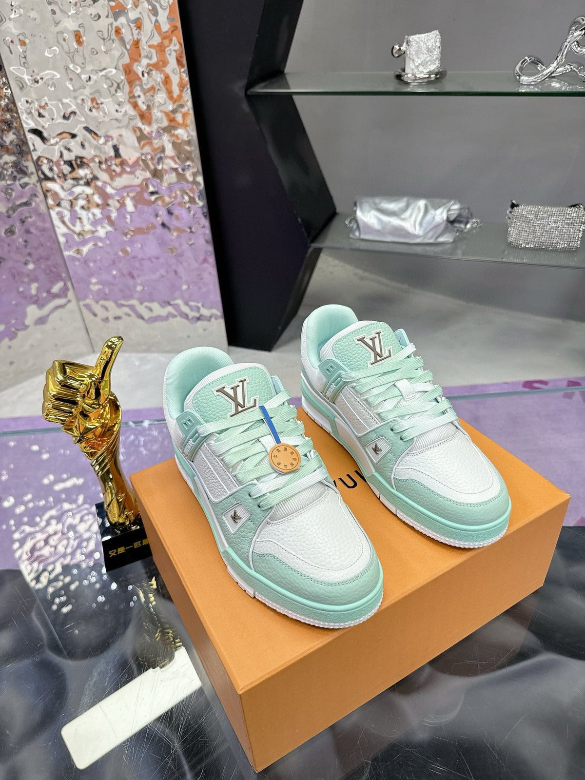 LV Trainer Sneaker Emerald Green White Cowhide