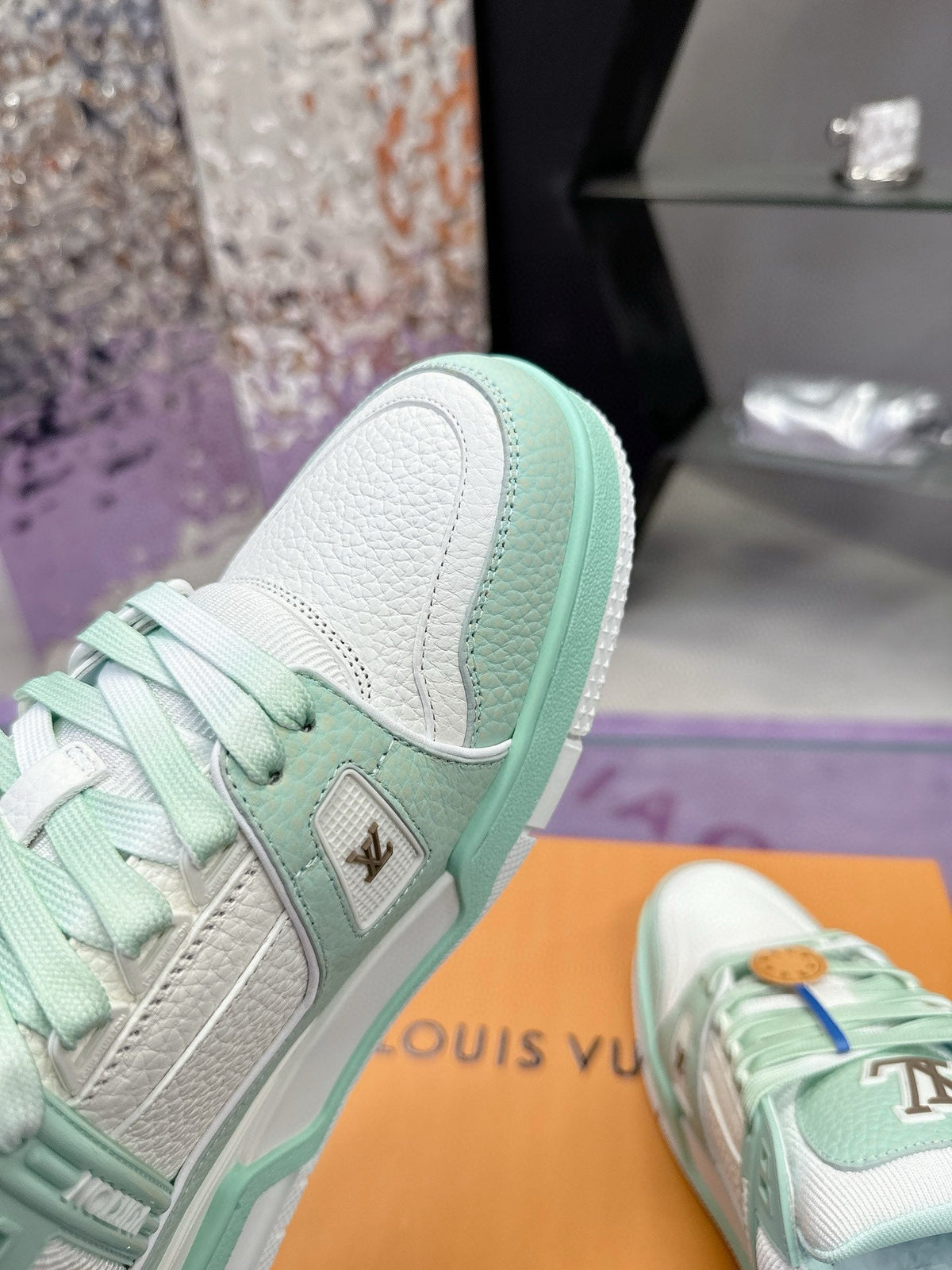 LV Trainer Sneaker Emerald Green White Cowhide