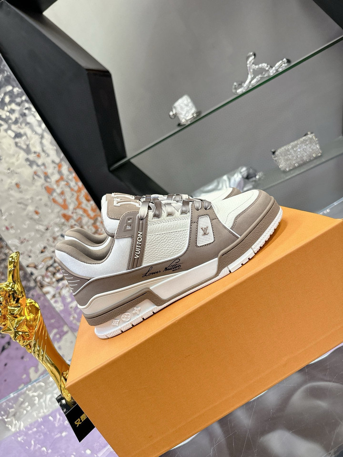 LV Trainer Sneaker Brown White Cowhide