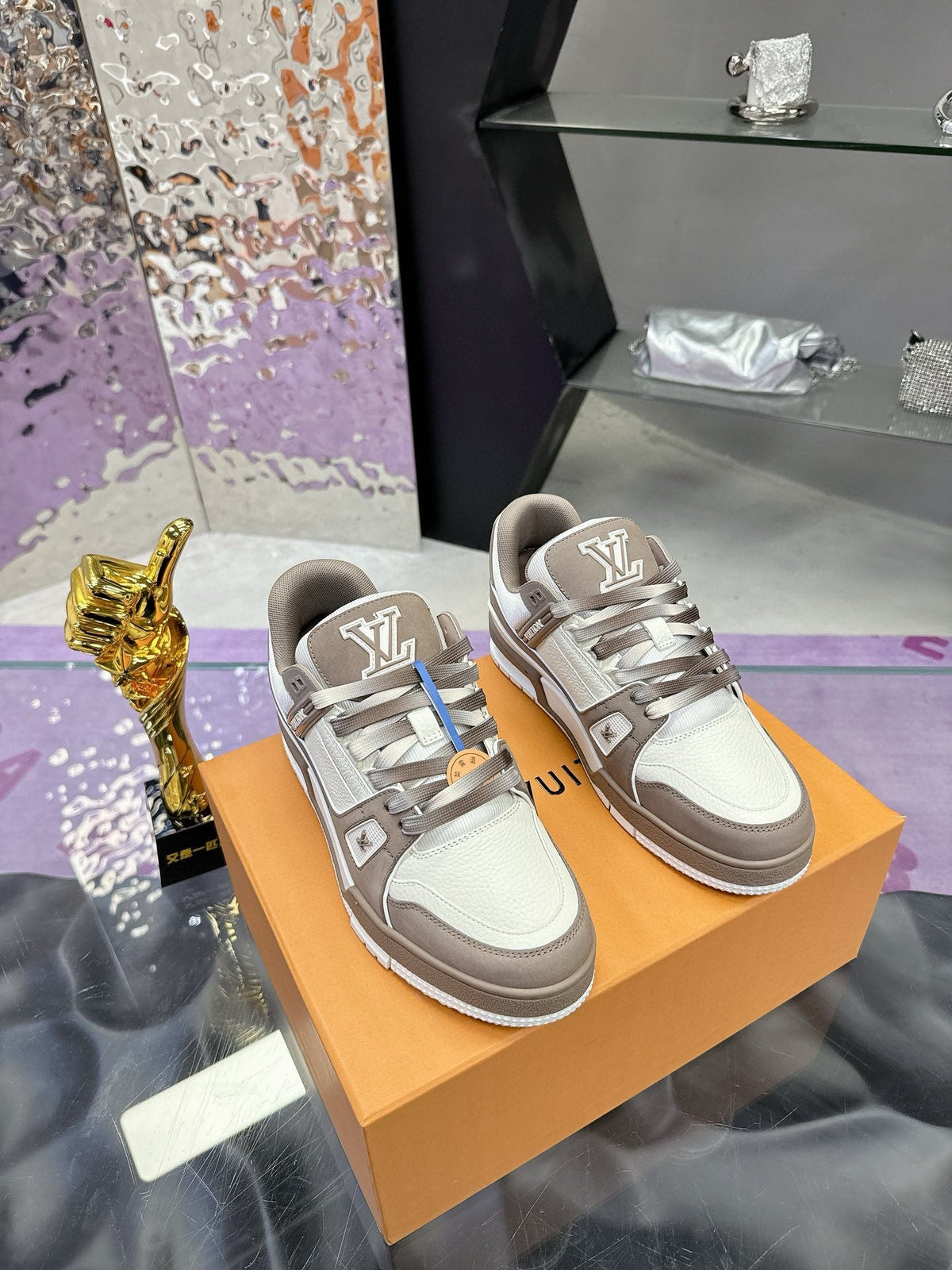 LV Trainer Sneaker Brown White Cowhide