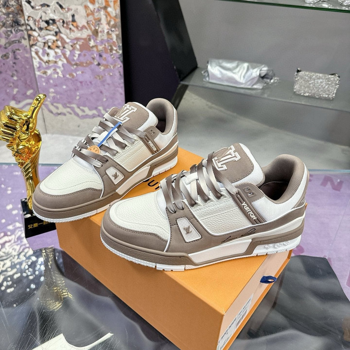 LV Trainer Sneaker Brown White Cowhide