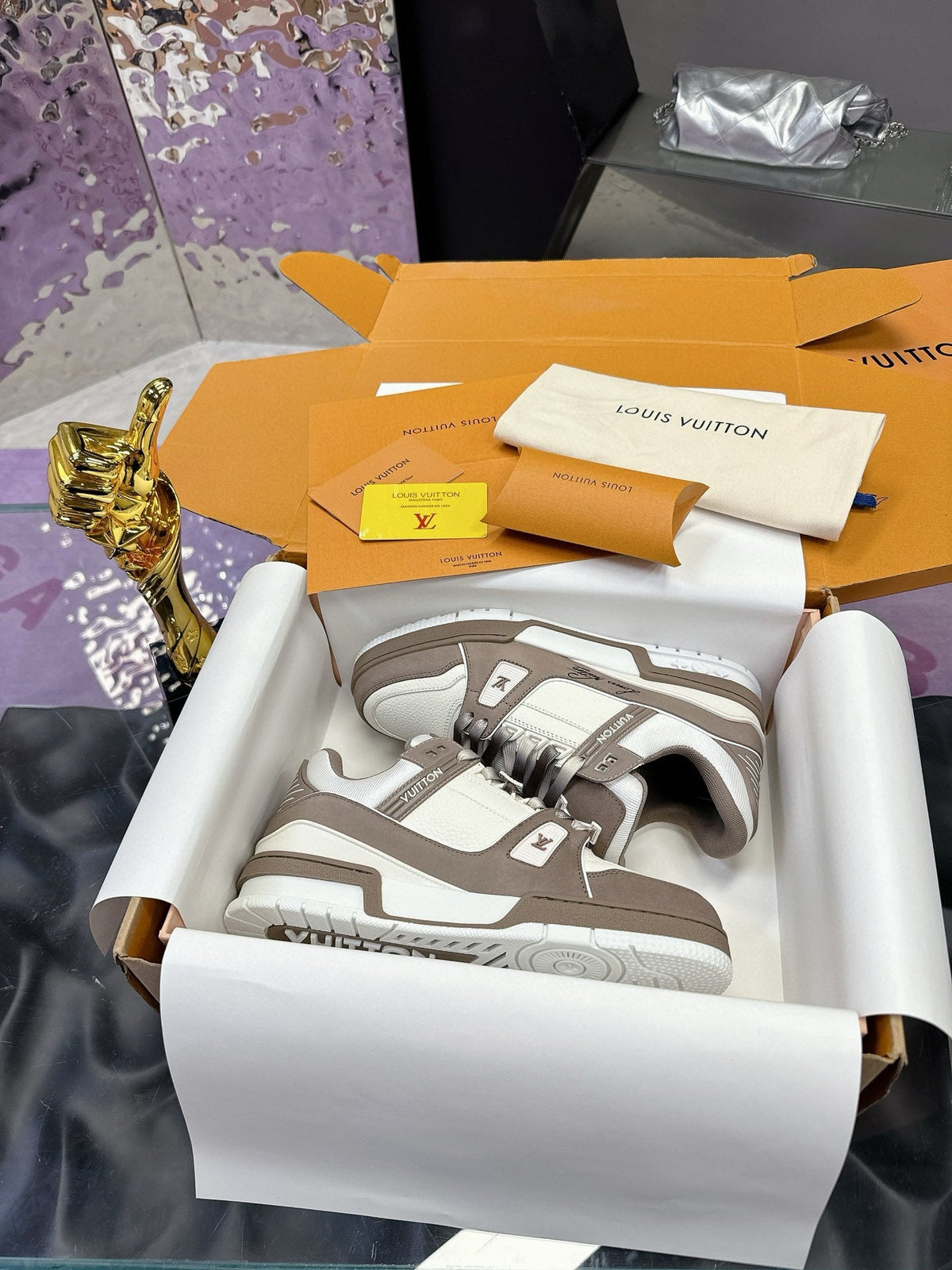 LV Trainer Sneaker Brown White Cowhide