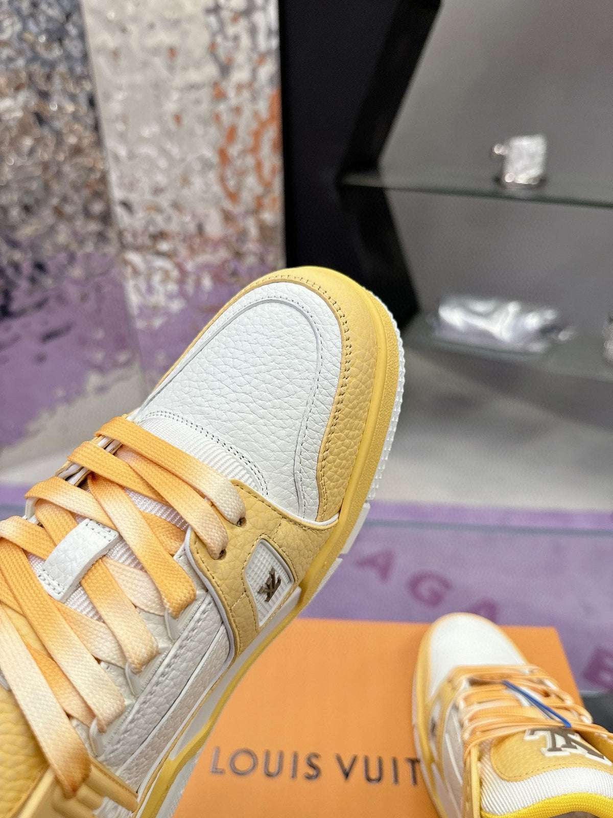 LV Trainer Sneaker Yellow White Cowhide